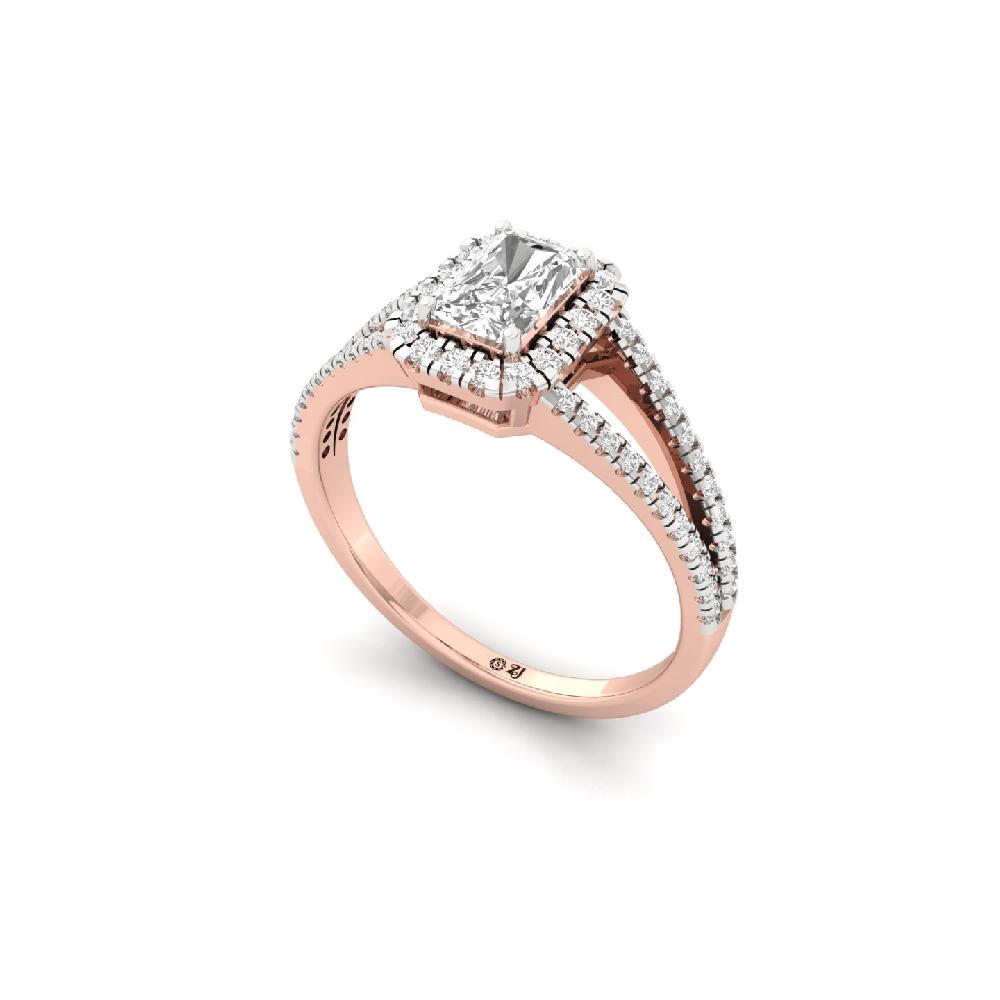 Radiant Cut  Halo  Solitaire Lab Grown  Diamond Ring