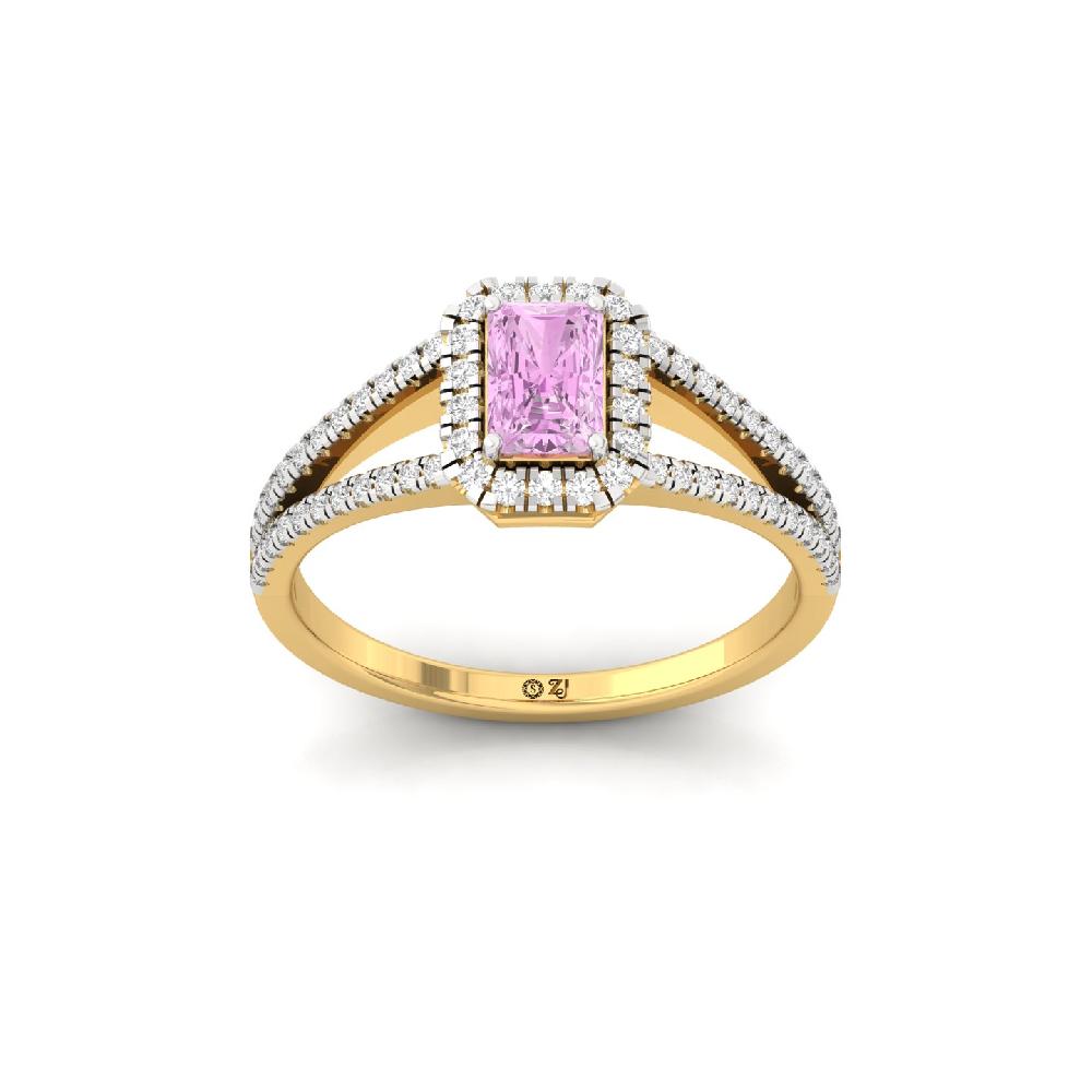 Radiant purple Cut Halo Diamond Ring 