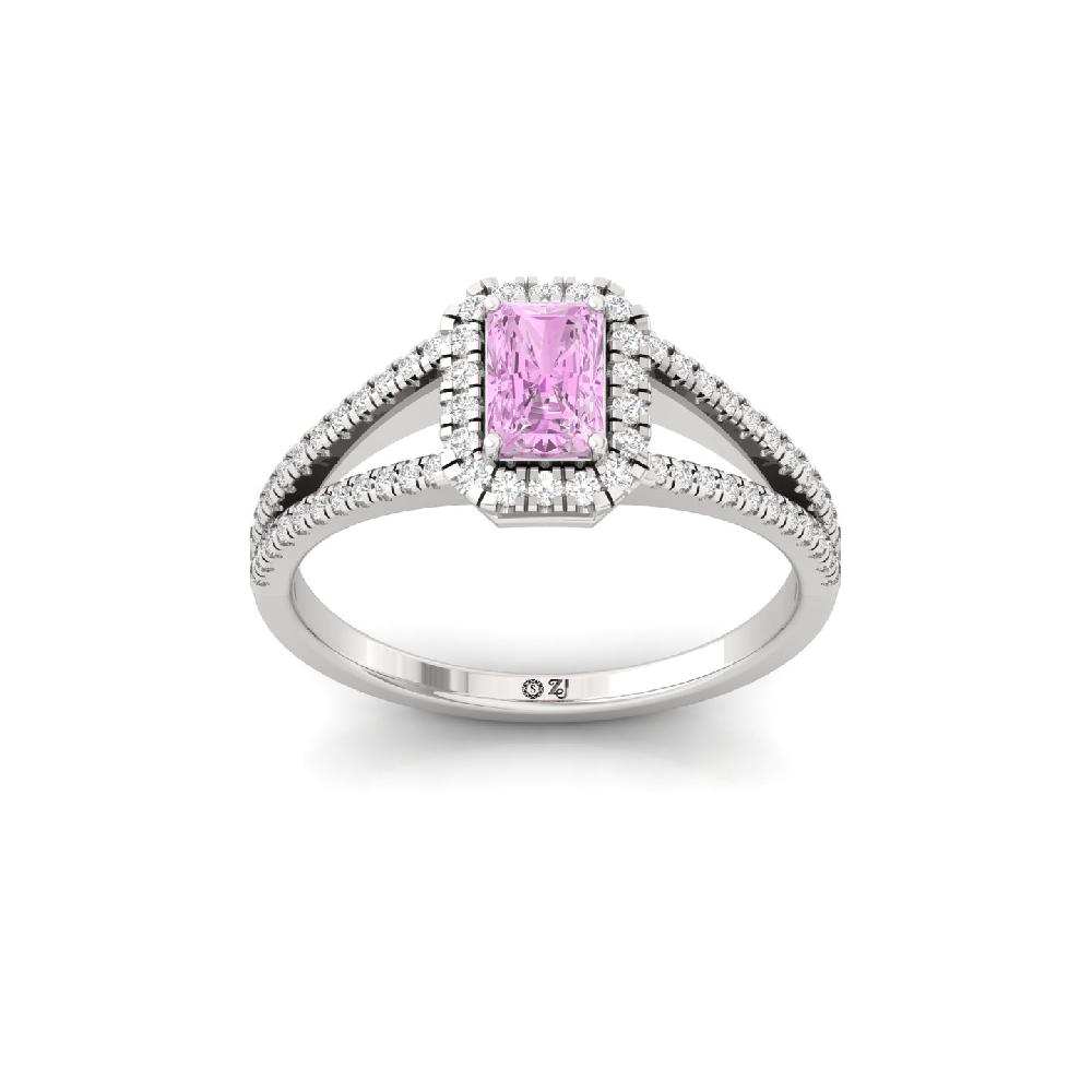 Radiant purple Cut Halo Diamond Ring 