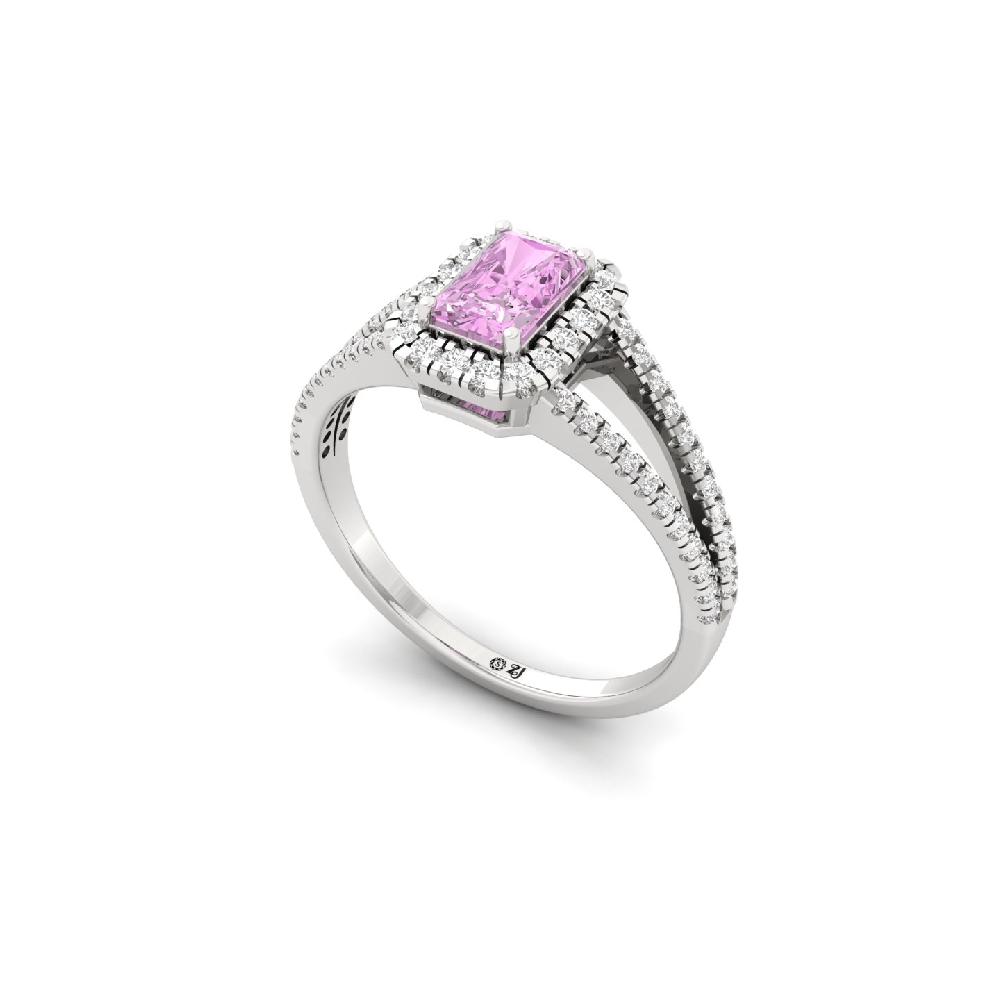 Radiant purple Cut Halo Diamond Ring 