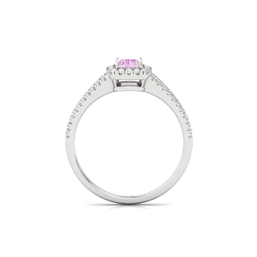 Radiant purple Cut Halo Diamond Ring 