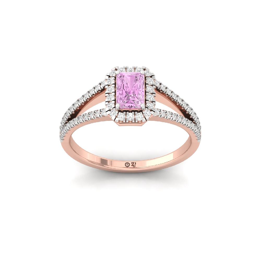 Radiant purple Cut Halo Diamond Ring 