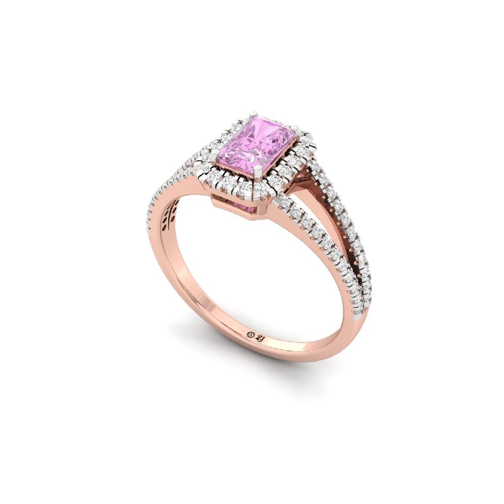 Radiant purple Cut Halo Diamond Ring 