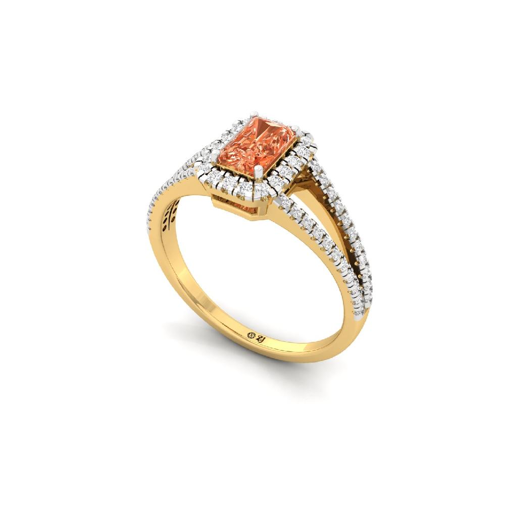 Reddish Radiant Cut Lab Grown Diamond Ring