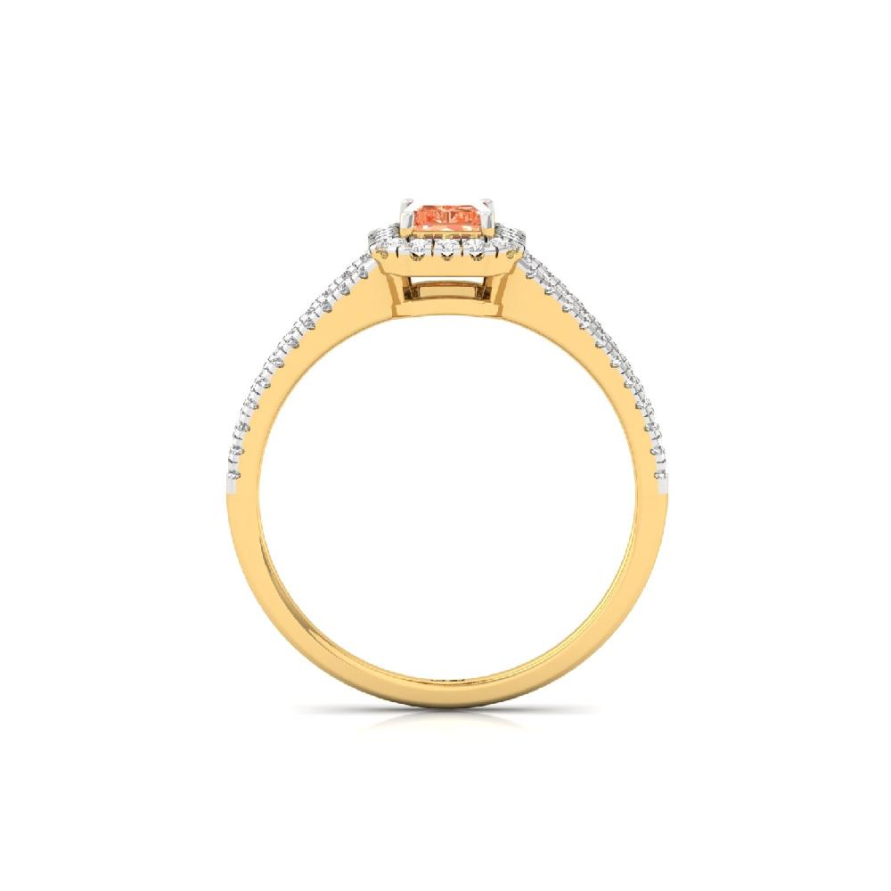 Reddish Radiant Cut Lab Grown Diamond Ring