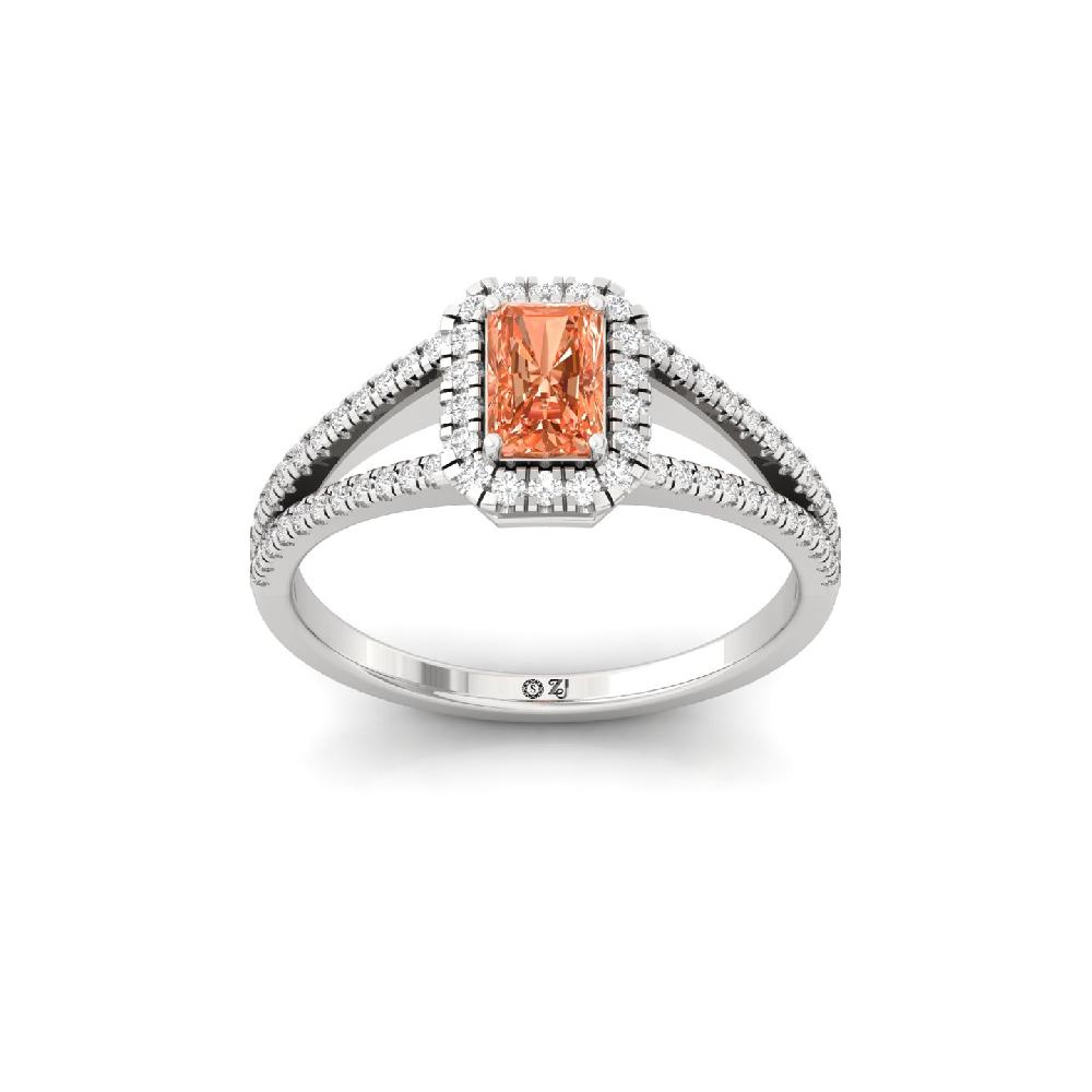Reddish Radiant Cut Lab Grown Diamond Ring