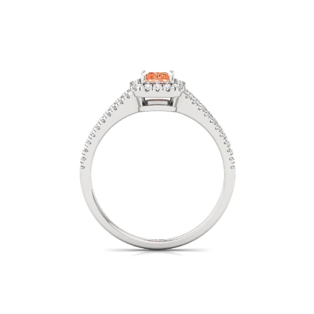 Reddish Radiant Cut Lab Grown Diamond Ring