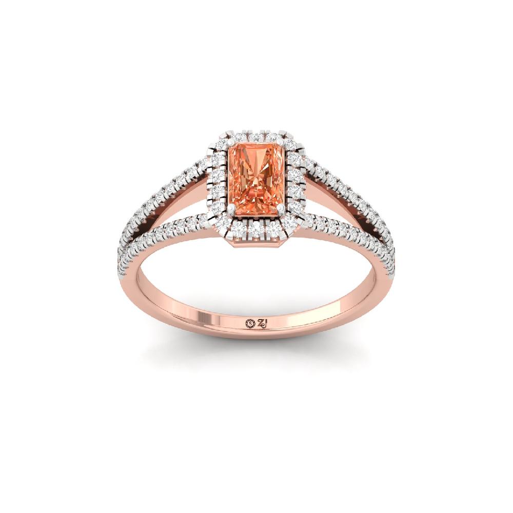 Reddish Radiant Cut Lab Grown Diamond Ring
