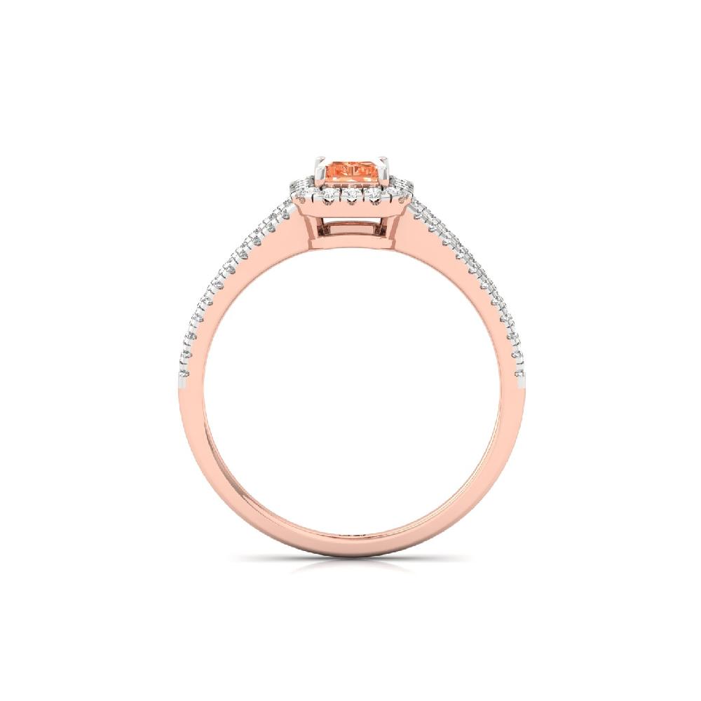 Reddish Radiant Cut Lab Grown Diamond Ring