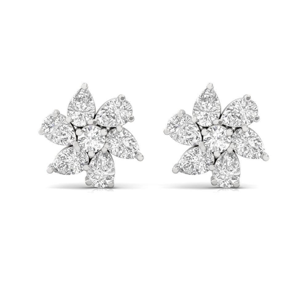Floral Sparkle Pear & Round CVD Diamond Stud Earrings