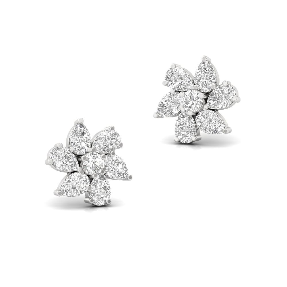 Floral Sparkle Pear & Round CVD Diamond Stud Earrings