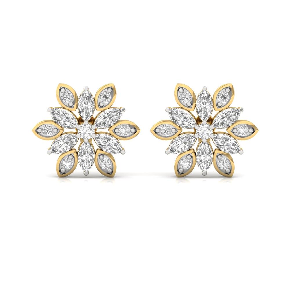 Floral Spark Marquise & Round CVD Diamond Earrings