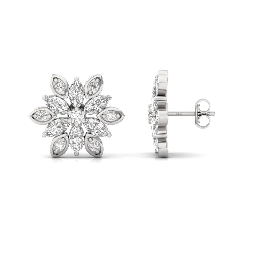 Floral Spark Marquise & Round CVD Diamond Earrings