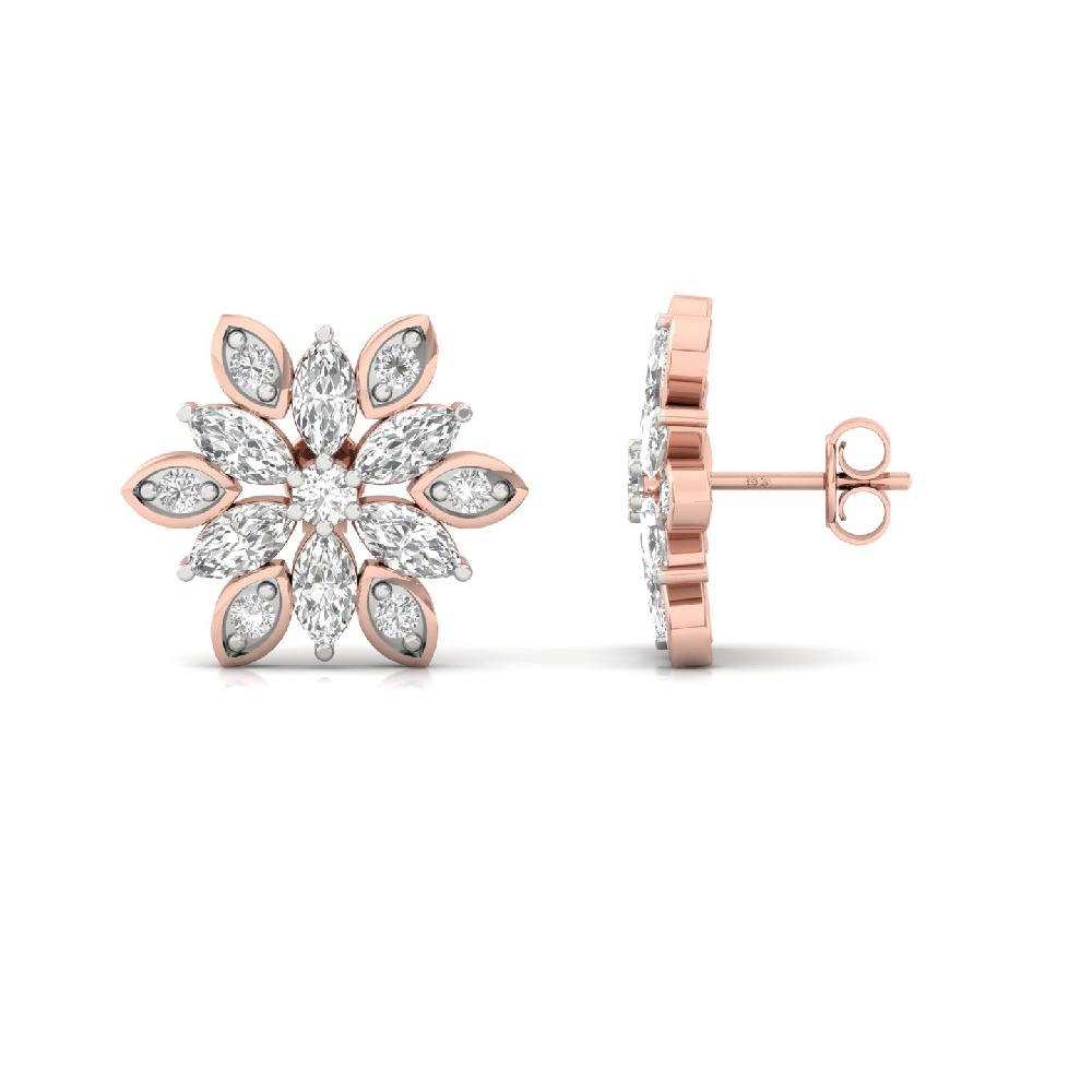 Floral Spark Marquise & Round CVD Diamond Earrings