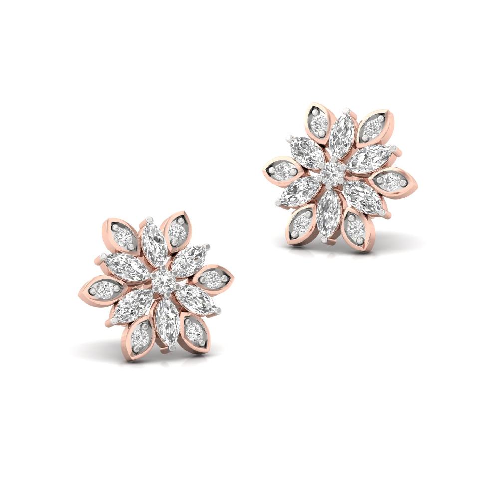 Floral Spark Marquise & Round CVD Diamond Earrings
