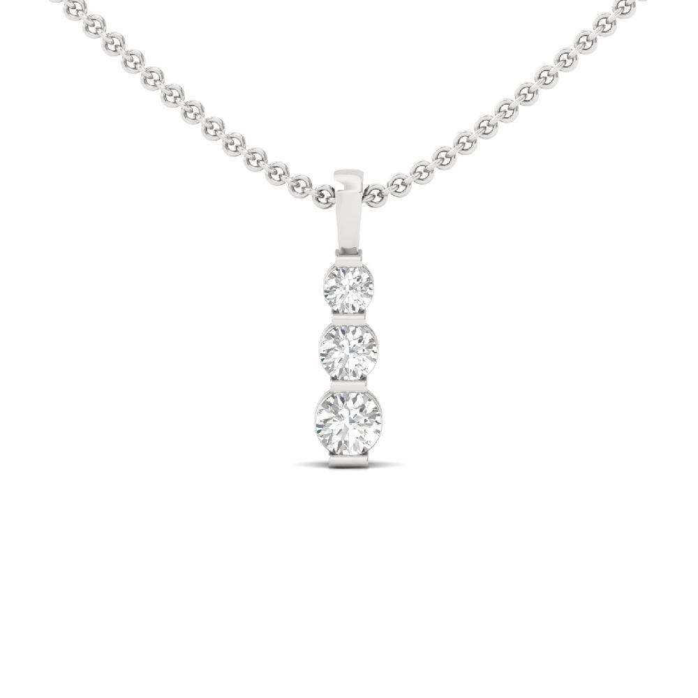 3-Stone Round Lab Cvd Diamond Bar Pendant