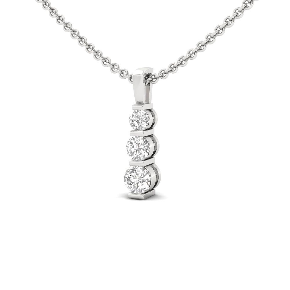 3-Stone Round Lab Cvd Diamond Bar Pendant