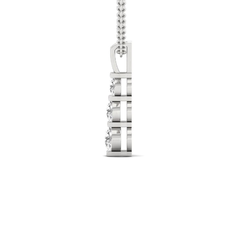 3-Stone Round Lab Cvd Diamond Bar Pendant
