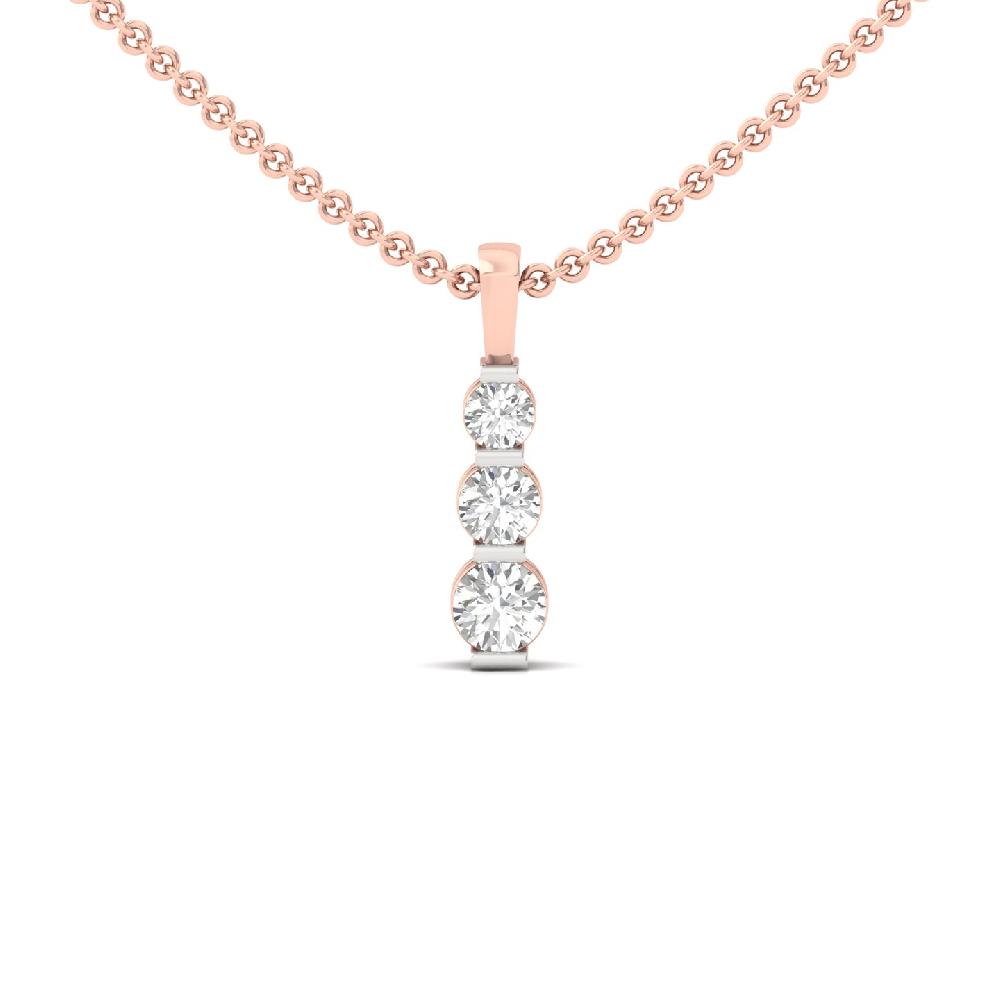 3-Stone Round Lab Cvd Diamond Bar Pendant