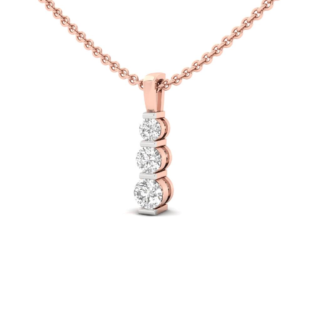 3-Stone Round Lab Cvd Diamond Bar Pendant