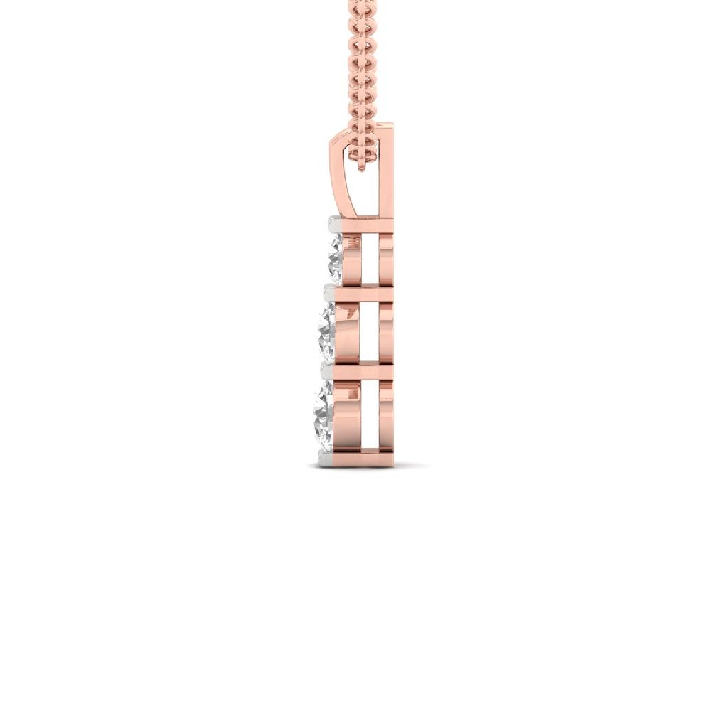 3-Stone Round Lab Cvd Diamond Bar Pendant