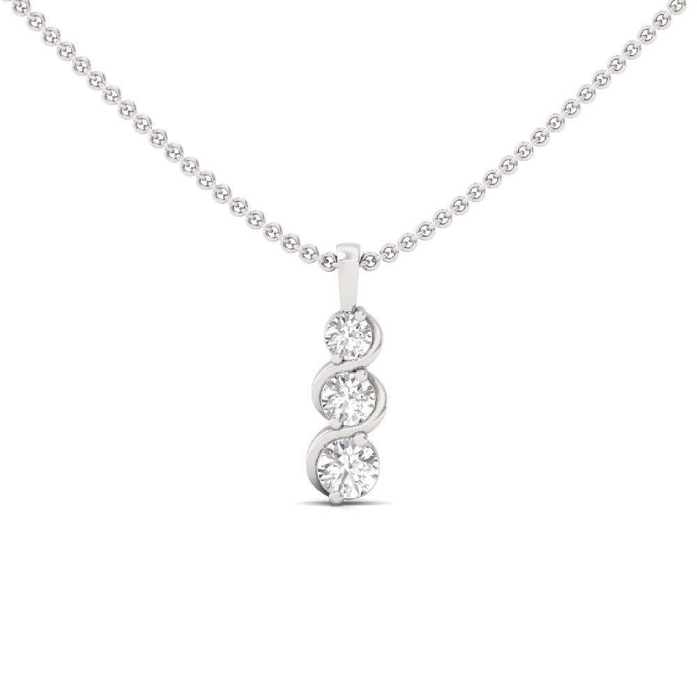 Elegant Round Lab Diamond 3-Stone Journey Pendant