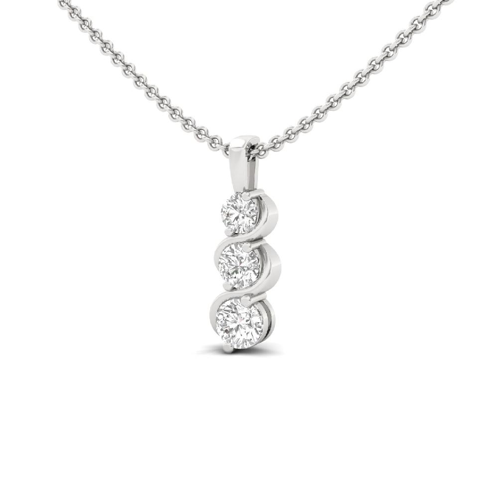 Elegant Round Lab Diamond 3-Stone Journey Pendant