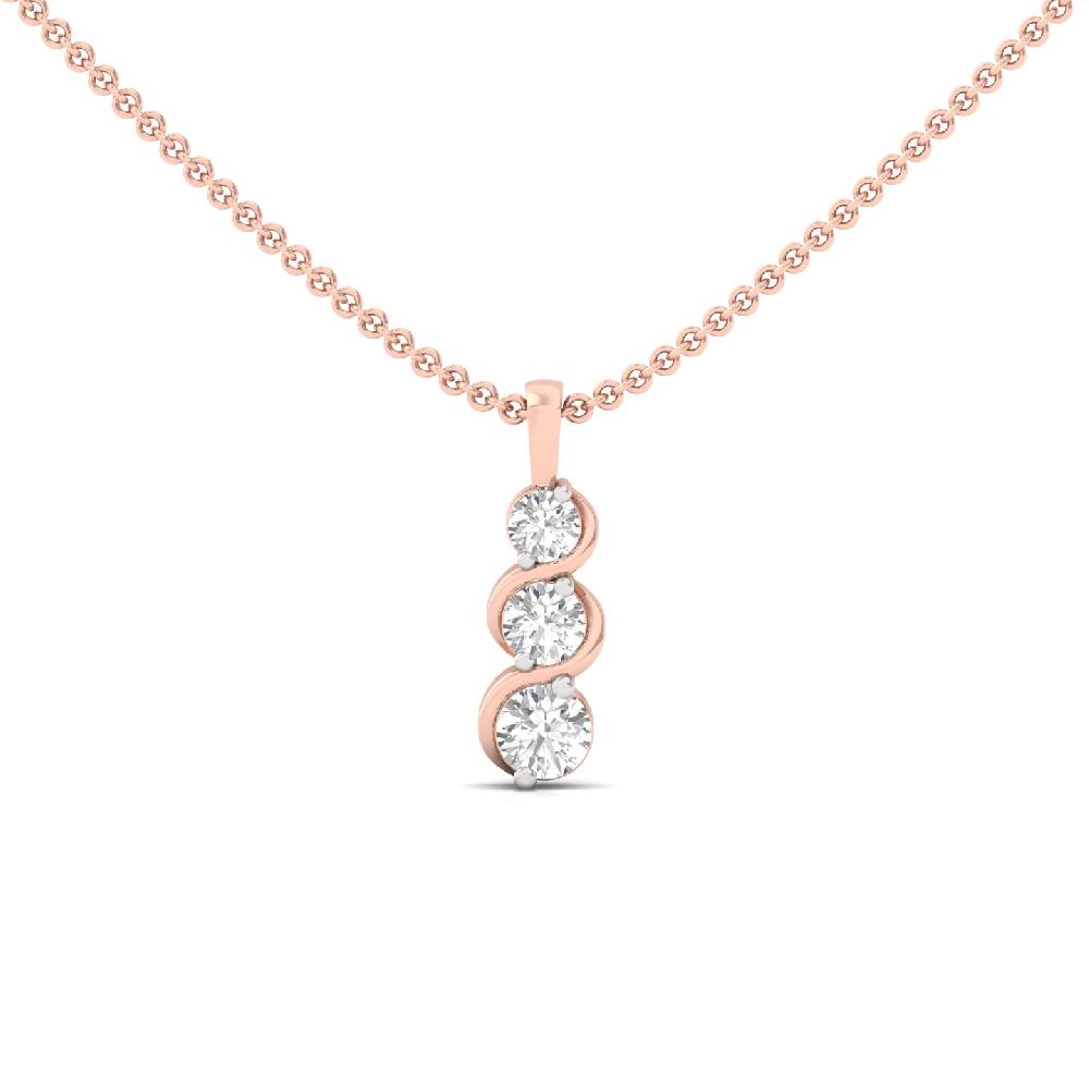 Elegant Round Lab Diamond 3-Stone Journey Pendant