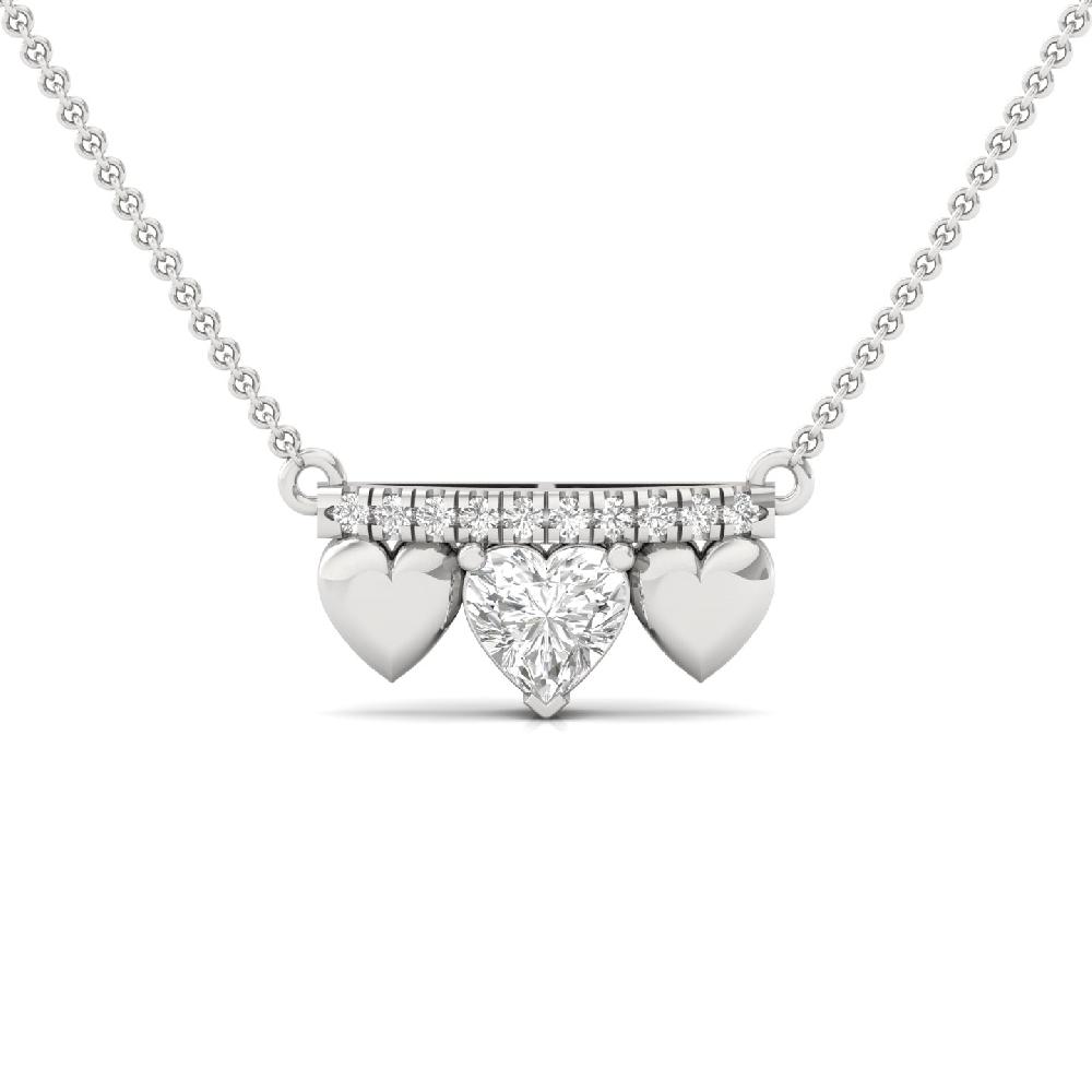 Heart Trio Bar Pendant Minimalist Heart Shape Lab Grown Diamond CVD Diamond Necklace