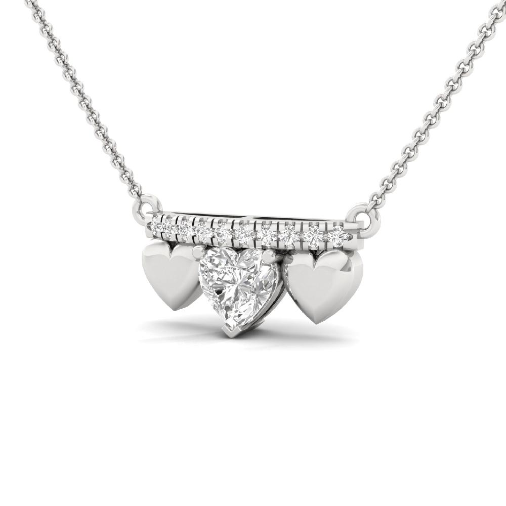 Heart Trio Bar Pendant Minimalist Heart Shape Lab Grown Diamond CVD Diamond Necklace