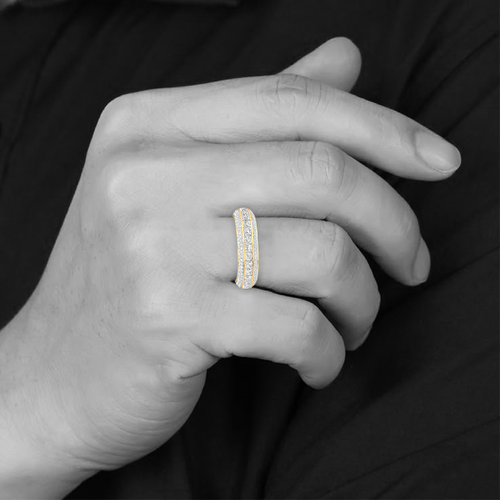 Men's Princess & Round Cut CVD Diamond Ring